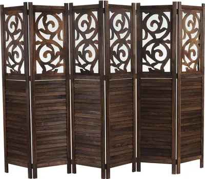 Produktbild von Paravent Izmir, Raumteiler Trennwand Sichtschutz, Ornamente  170x241x2cm, braun