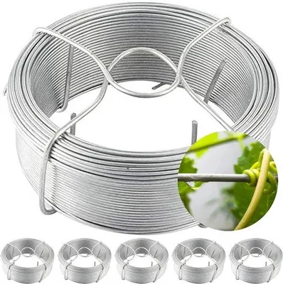 Produktbild von 50 m x 1,1 mm x 6 Stück verzinkter Drahtrolle, Silberdraht, Gartendraht, Blumenpflanzendraht, Hekendraht
