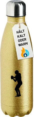 Produktbild von Huuraa Trinkflasche American Football Silhouette 500ml Gold Edelstahl Wasserflasche Trinkflasche Geschenkidee