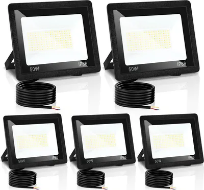 Obrázok produktu pre Clanmacy LED reflektor LED reflektor LED stavebný reflektor 5X 50W 3 farby 3000/4000/6500K Reflektor s IP66 vodotesný