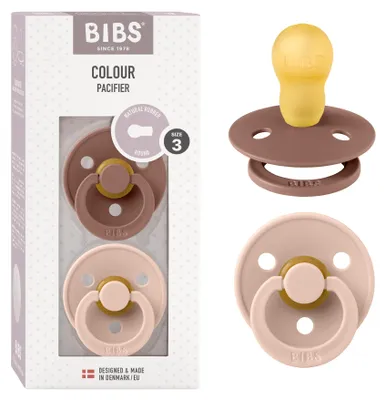 Image de BIBS Colour sucettes en caoutchouc naturel 2 pcs, taille 3, Woodchuck/Blush