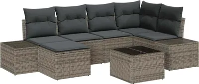 Obrázek produktu pro vidaXL Zahradní sedací souprava s polštáři s úložným prostorem 6 ks Grey Poly-Rattan