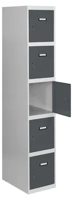 Zdjęcie produktu dla Szafka Simonlocker, gł. 5, drzwi 1/5, 300, szara/antracytowa, 1800x300x500 – Simonrack