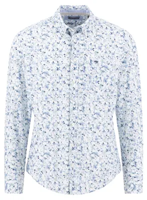 Produktbild von Blumen Print Hemd Fynch Hatton hellblau Button-Down-Kragen