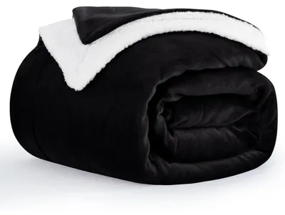 Productafbeelding van Sherpa fleece deken, zwart, 150x200 cm