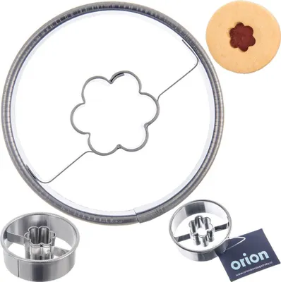 Produktbild von Orion Ausstechform Keksausstecher Ausstecher für Kekse Lebkuchen aus Edelstahl Kreis mit Blume 4,5 cm
