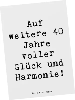 Produktbild von Mr. & Mrs. Panda Postkarte Spruch 40. Hochzeitstag Rubinhochzeit - Weiß - Geschenk, Fotokarte, Heirat, Postkarten, Ehepaar, Liebe, einzelkarte, Optimismus, Geschenke