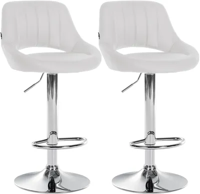 Produktbild von CLP 2er Set Barhocker Milet Kunstleder höhenverstellbar drehbar mit Rückenlehnen weiß Material Gestell Metall in Chromoptik