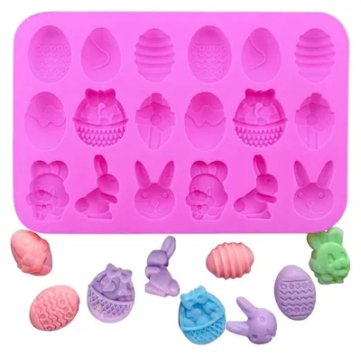 Produktbild von 2 Stück Silikon Backform Ostern, Osterei & Osterhase, für Kekse, Schokolade, Kuchen