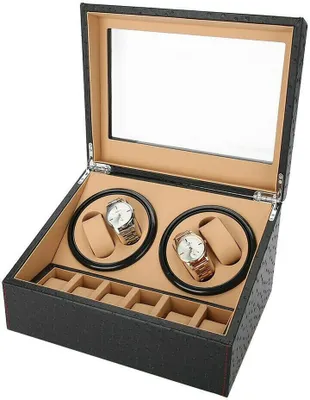 Produktbild von 4+6 Uhren Automatik Uhrenbeweger Uhrenbox Uhrenvitrine Kohlefasermuster Schaukasten Watch Winder