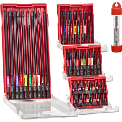 Produktbild von Schrauber Bit Set 51tlg. Torx T7-T40 Schlagfest Magnetisch S2 Stahl 25/50/75/150mm 60mm Bit Halter Aufbewahrungsbox