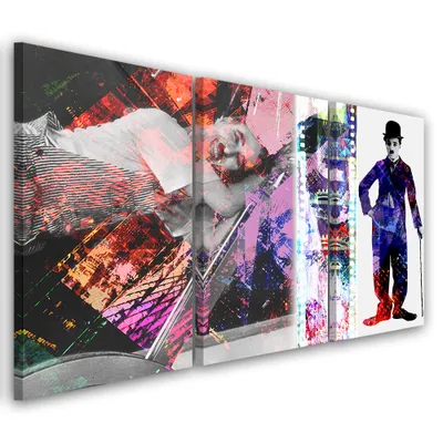 Produktbild von Triptychon auf leinwand lila menschen 60x40 cm Feeby lila wandbild bereit zum aufhängen