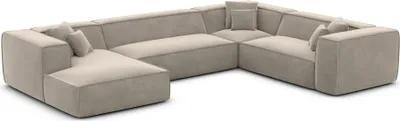 Produktbild von Samtstoff U-Form XXL Wohnlandschaft Arelia Taupe Links