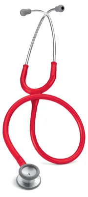 Imagen del producto de Estetoscopio pediátrico Littmann Classic II, modelo 2113R, con tubo de color rojo y pieza de contacto de color plateado