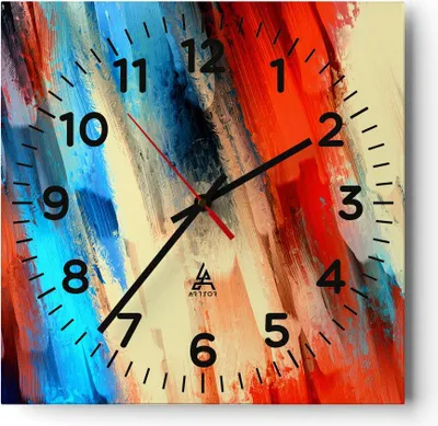Produktbild von Wanduhr - Quadrat - Glasuhr - Abstraktion modern - 30x30cm - Schleichendes Uhrwerk - Lautlos - zum Aufhängen bereit - Dekoration Modern - Wanddekoration aus Glas - C4AC30x30-4087
