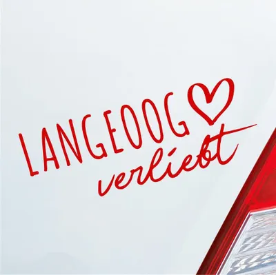 Produktbild von Auto Aufkleber Langeoog verliebt Herz Insel Nordsee Liebe Car 19x7 cm Rot Sticker Heckscheibenaufkleber