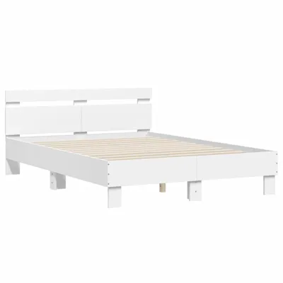 Produktbild von Bettgestell mit Kopfteil Weiß 135 x 190 cm Holzwerkstoff