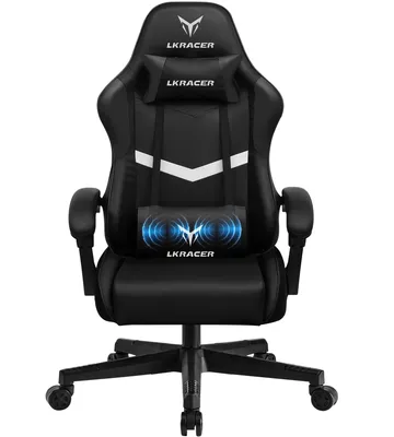 Produktbild von GTPLAYER Gaming Stuhl Bürostuhl Massage Gaming Sessel Ergonomischer Gamer Stuhl, Kopfstütze Massage-Lendenkissen, Gepolstert Gaming Chair, Drehsessel,