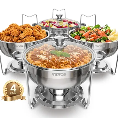 Zdjęcie produktu dla Podgrzewacz Do Potraw Vevor Chafing Dish Bufet 4 Pojemniki Stal Nierdzewna
