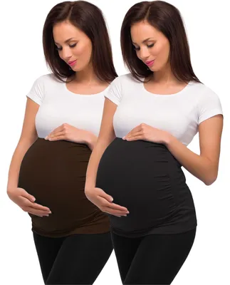 Image de Ceinture de grossesse Be Mammy pour femmes 04, lot de 2 (marron + noir, taille S)