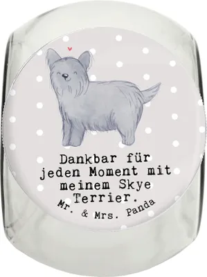Produktbild von Mr. & Mrs. Panda Dose Skye Terrier Moment L 870ml - Grau Pastell - Geschenk, Aufbewahrungsdose, Keksdose, Bonbonglas, schraubglas, Vorratsbehälter