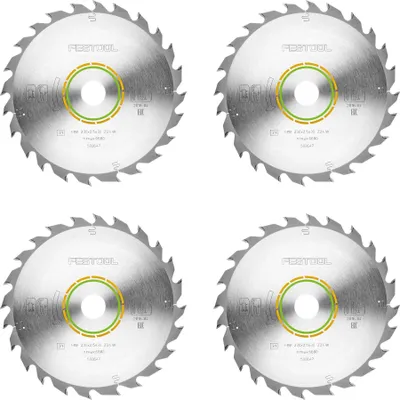 Produktbild von Festool HW 230x2,5x30 W24 Kreissägeblatt WOOD STANDARD 4 Stk. ( 4x 500647 ) 230 x 2,5 x 30 mm 24 Zähne für alle Holzwerkstoffe, Baustoffplatten, weiche Kunststoffe, grober Schnitt