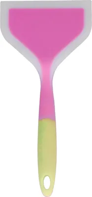 Imagen del producto de Espátula de cocina transparente, bicolor, de silicona, con boca ancha, ideal para freír, hacer tortitas y otras preparaciones. Para uso doméstico en la cocina. (Cabezal de espátula en color morado)