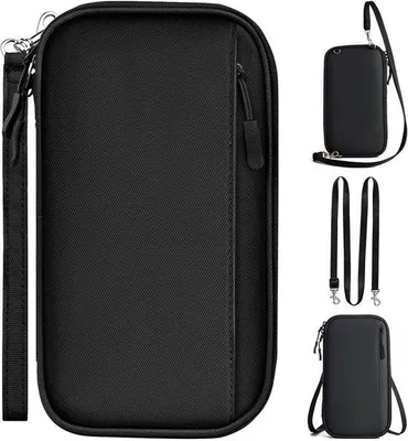Produktbild von Famanu Passhülle mit RFID-Schutz - Organizer für Reisepässe und Dokumente, schwarz