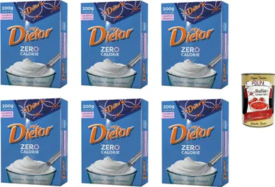 Produktbild von Dietor, my Dietor Zero Calorie, Natürlicher Süßstoff 0 kcal, Glutenfrei, gluten free, Ohne Aspartam, in Pulverform 6x 200g + Italian Gourmet polpa 400g