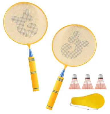 Immagine prodotto di Racchetta da badminton per bambini in lega di ferro, elastica, leggera, per bambini dai 5 ai 12 anni, gialla