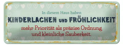 Produktbild von Blechschild Kinderlachen und Fröhlichkeit, 27 x 10 cm, Blechschilder Spruch Glück Weisheit