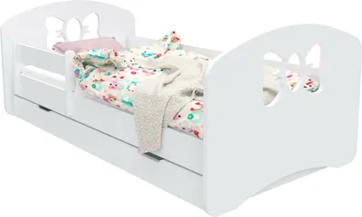 Produktbild von DG1 SCHLEIFCHEN Kinderbett mit Matratze Bettkasten Weiß 190x90 cm
