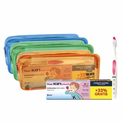 Imagen del producto de KIN 5590, pasta dental antiplacas, 100 g, 100 ml, para bebés, pasta, sabor a fresa
