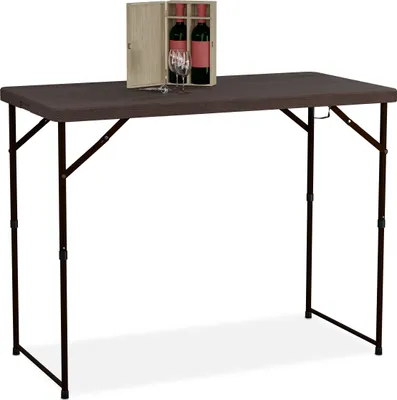 Produktbild von Relaxdays Gartentisch klappbar, HBT: 74x120x60 cm, Kunststoff, Stahl, höhenverstellbar, 6 Personen, Campingtisch, braun