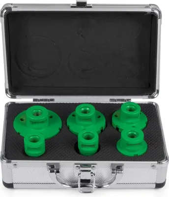 Produktbild von Diamantfliesenbohrer Lochsäge M14 Gewinde - Lochsägensatz mit 6 Bohrern - Glasbohrer 60 mm Bohrerlänge - 20, 35, 38, 43, 50, 60 mm