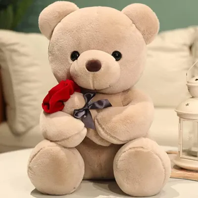 Image de Ours en peluche Minicee avec une rose, 35 cm, cadeau, marron