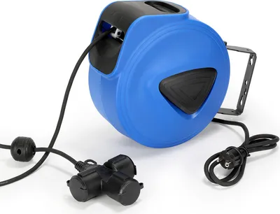 Immagine prodotto di Avvolgicavo Aopunly Avvolgicavo automatico 20M+1,5M modello IP44 a tre spine 250V con funzione di spina per montaggio a parete soffitti e officina a parete