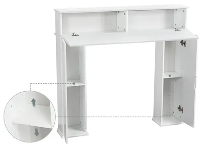 Produktbild von Kaminumbau - Sideboard mit 3 Türen - 107 x 18 x 100 cm - 2-in-1-Design - Stauraum - MDF - Weiß