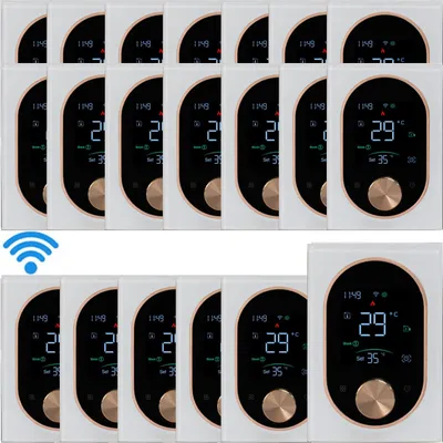 Obrázek produktu pro 20x Digitální WiFi termostat Chytrý pokojový termostat pro elektrické podlahové vytápění s dotykovým displejem VA, nastavitelný knoflík, programování 5+1+1 týden