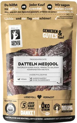 Produktbild von Medjool Datteln, getrocknet, ganz, Trockenfrüchte ohne Zuckerzusatz & ungeschwefelt, 3 x 200g