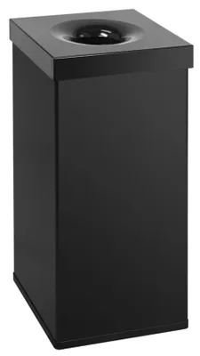 Produktbild von Selbstlöschender eckiger Abfallsammler aus Aluminium | 110 Liter, HxBxT 76,5x37x37cm | Schwarz