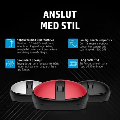 Produktbild von HP 240 Bluetooth-Maus (Lunar White), Beidhändig, Optisch, Bluetooth, 1600 DPI, Weiß