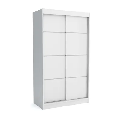 Produktbild von Brent - Kleiderschrank Schiebetüren ROB, Schlafzimmerschrank mit 1 Kleiderstange und Einlegeböden für Kleidung, 100x215x60 cm, Weiss