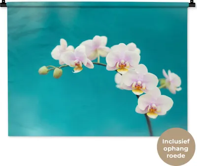 Produktbild von MuchoWow® Wandteppich Wandbehang Orchidee - Blumen - Pflanze - Weiß - Lila 90x67.5 cm Tapisserie Dekoration Wandtuch - Fototeppich - Wand-Skulpturen