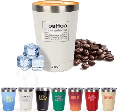 Image de Mug isotherme blanc pour café, 310 ml, en acier inoxydable, sans BPA