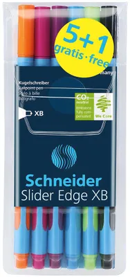 Produktbild von Schneider Kugelschreiber Slider Edge XB 6er Etui, sortiert, 5+1 Aktion