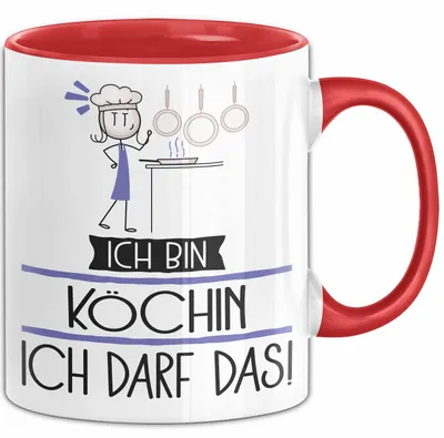 Produktbild von Geschenk für Köchin Tasse Lustige Geschenkidee Geburtstag Ich Bin Köchin Ich Darf Das (Rot)