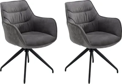 Produktbild von Polsterstühle - Grau - Schwarz - Cord - Mikrofaser - Metallgestell - 360 Grad drehbar - 2er Set