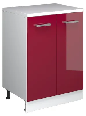 Obrázek produktu pro Kuchyňská skříňka pod šikmou střechu Vicco R-Line Červená vysoký lesk 60 cm bez šikminy se 2 dveřmi, Model 61776