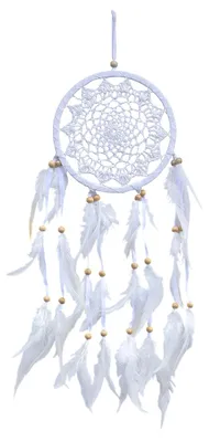 Produktbild von Traumfänger mit gehäkeltem Netz, weiss 16x50cm